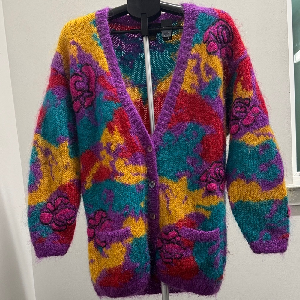 Colorful Women's Sweater with Floral Design